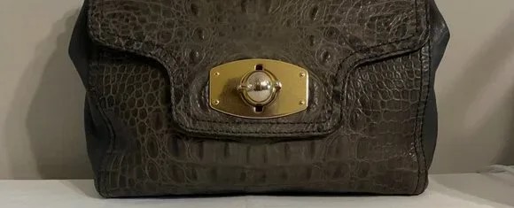 Furla Croc Embossed Leather Bag, Gray