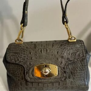 Furla Croc Embossed Leather Bag, Gray