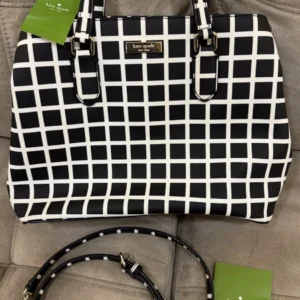 NEW with tag! Kate Spade Black/White Satchel bag, with long strap