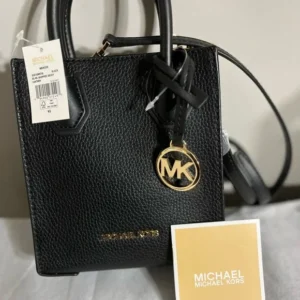 NEW with Tag!  Michael Kors Mercer extra small pebbled leather crossbody bag, black