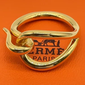 Hermes Gold Plated Jumbo Scarf Ring